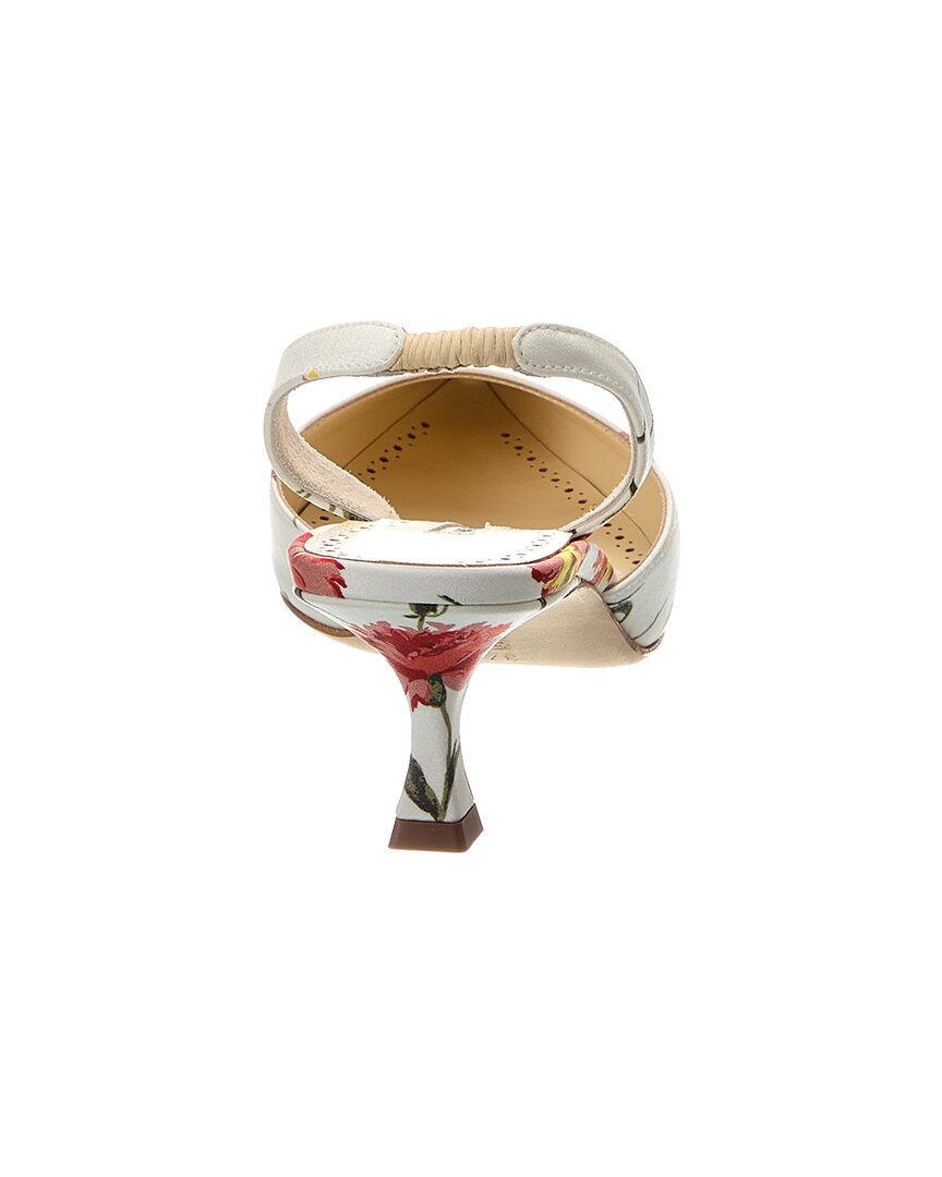 Туфли-лодочки Manolo Blahnik Carolyne 50 Canvas Slingback, белый — фото 3