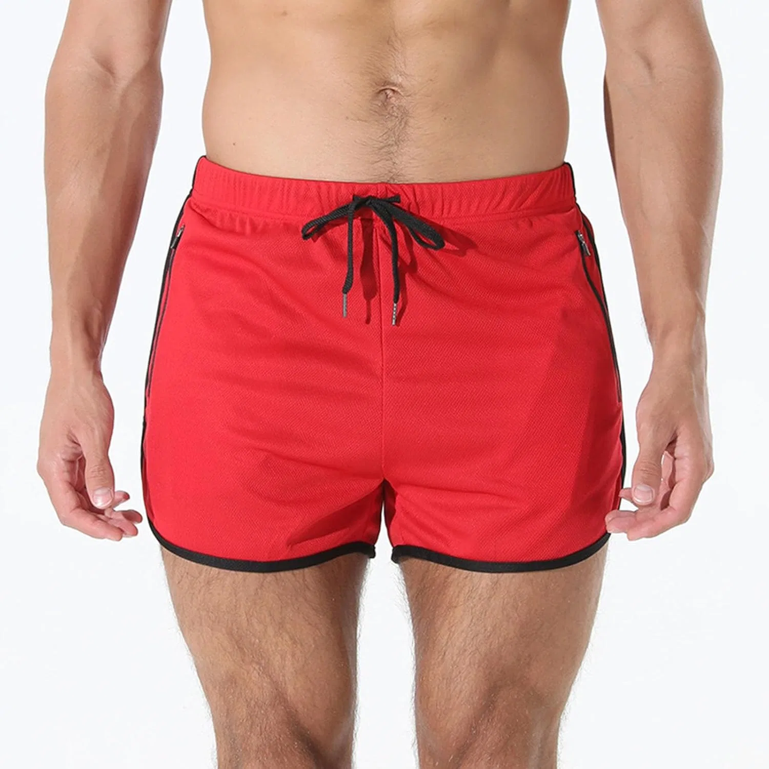 Мужские спортивные шорты Color Block Quick Dry с карманами, бренд Generic, красный — фото 3