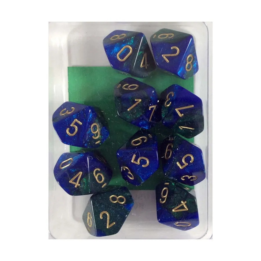 

d10 Синий и зеленый с золотом (10), Dice - Gemini - d10 (Chessex)