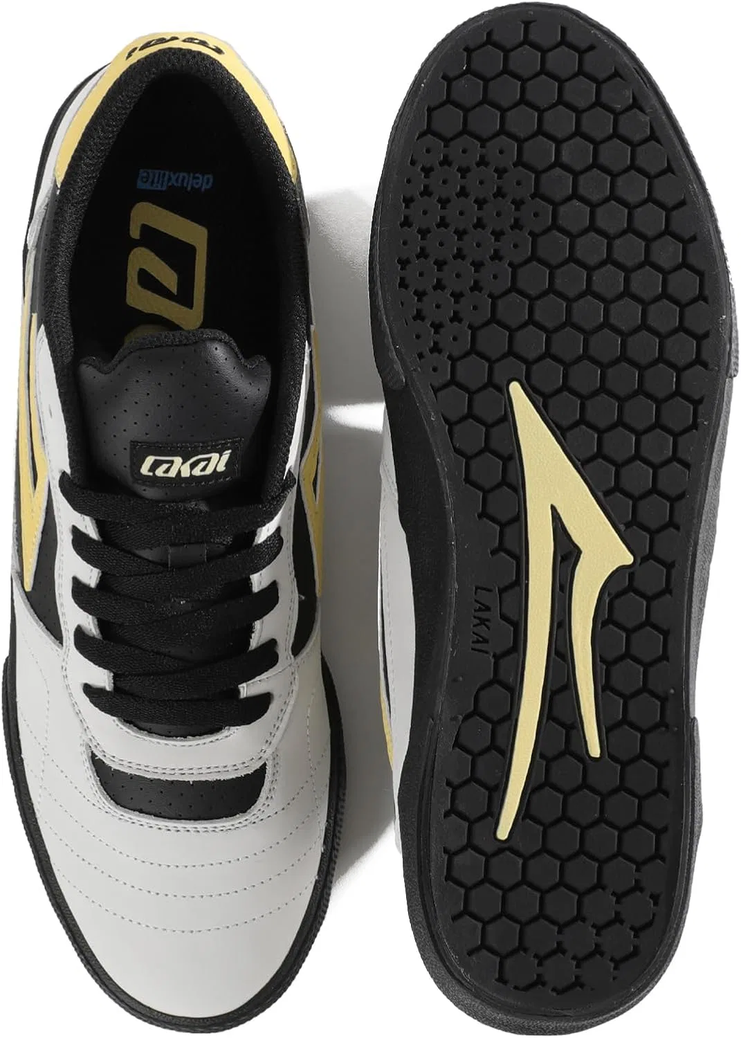 Мужские низкие скейтбордистские кроссовки Lakai Cambridge, White Banana Black — фото 4