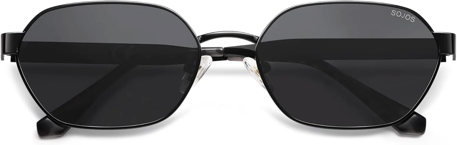 

Модные поляризованные шестиугольные солнцезащитные очки SOJOS для женщин и мужчин, защита от УФ-излучения UV400, ретро-прямоугольные очки SJ1238, Black/Grey