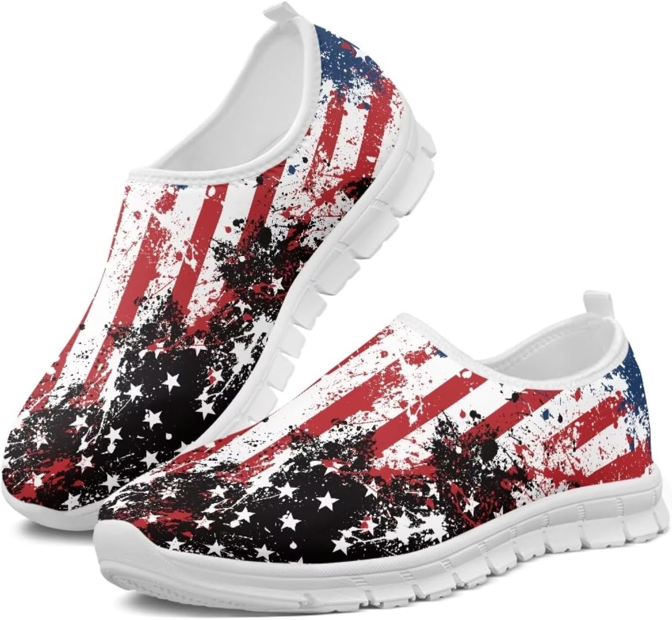 

Мужские слипоны Howilath с принтом флага, повседневные кроссовки для бега, мокасины с противоскользящей подошвой из ЭВА, Usa Flag Stars