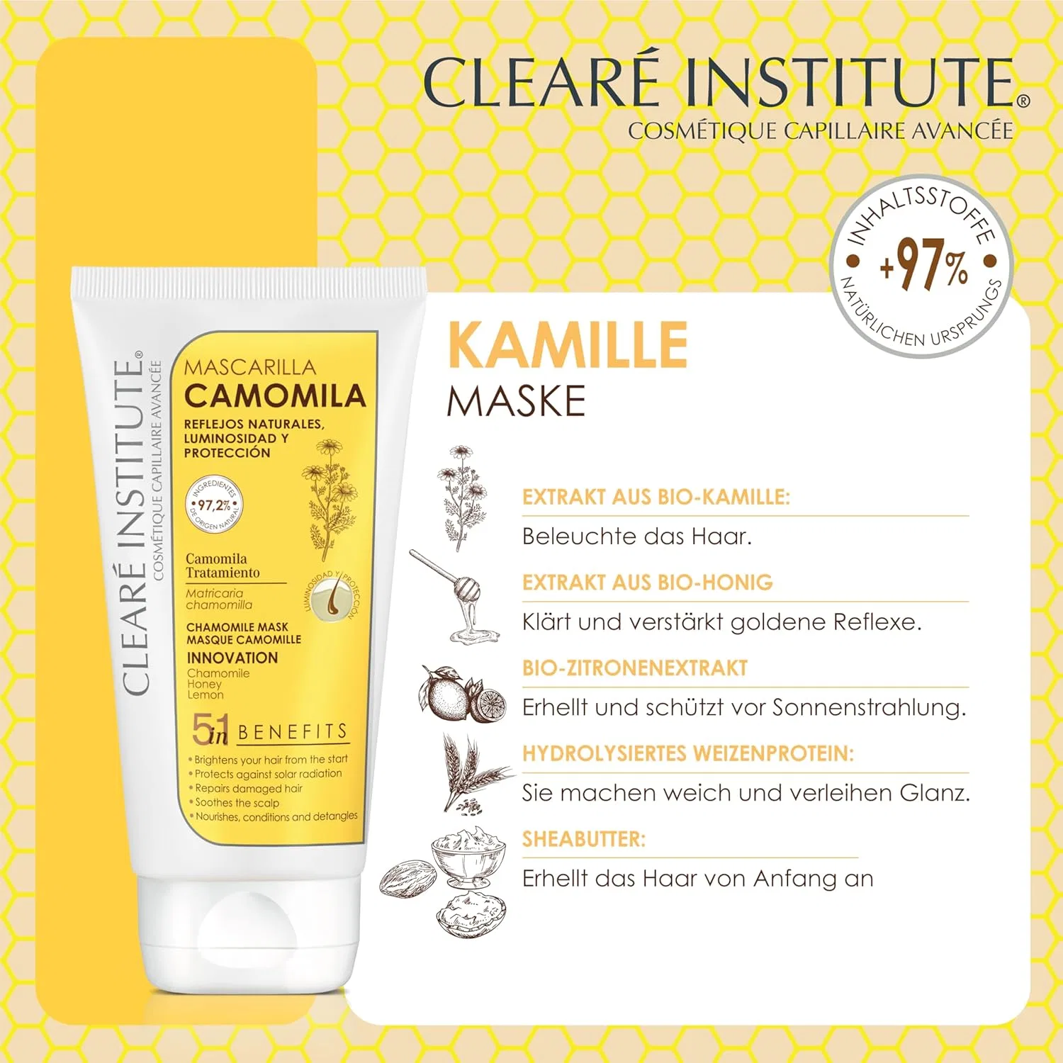 Маска для волос с ромашкой «Chamomile Mask» 150 мл от Clearé Institute Clearé Institute — фото 3