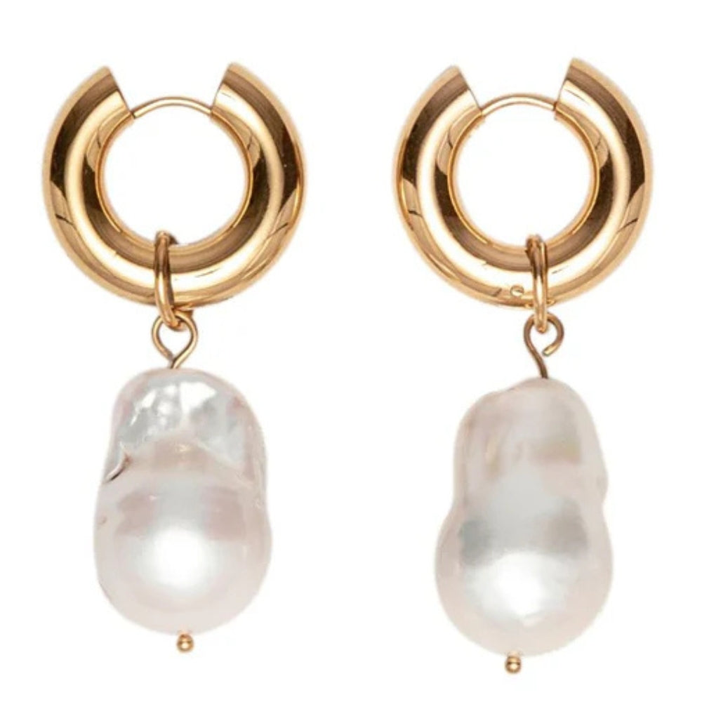 

Серьги-кольца с речным жемчугом, покрытые 18-каратным желтым золотом, 2 дюйма Pompeii2, 18K Yellow Gold