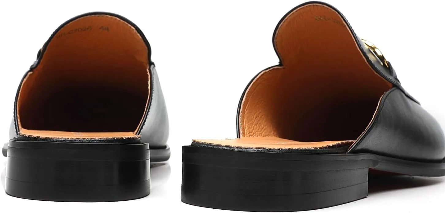 

Мужские мокасины ELANROMAN без задника из натуральной кожи с пряжкой в виде лошади, черный