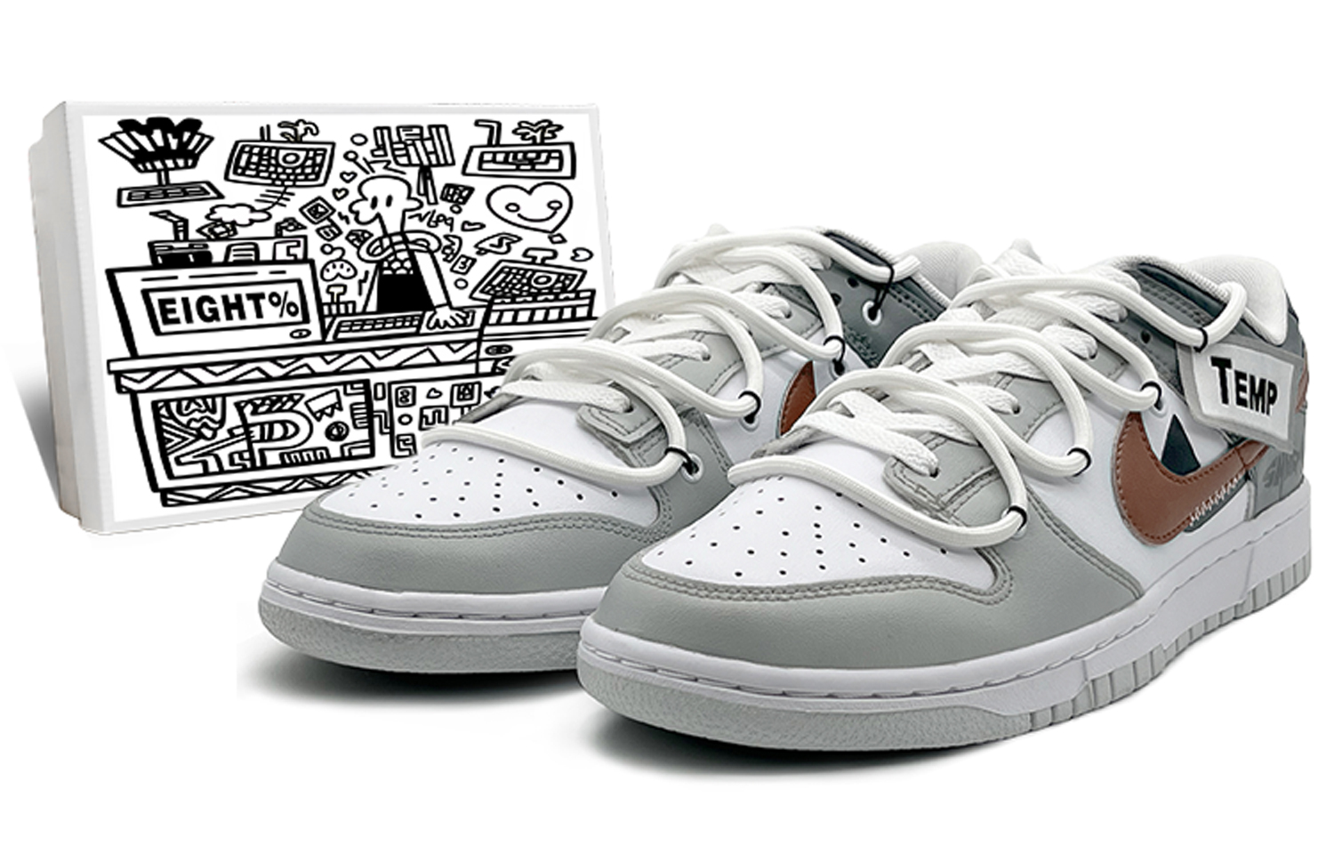 

Кроссовки Nike Dunk Skateboarding Shoes Women's Low-top White/gray/brown, коричневый