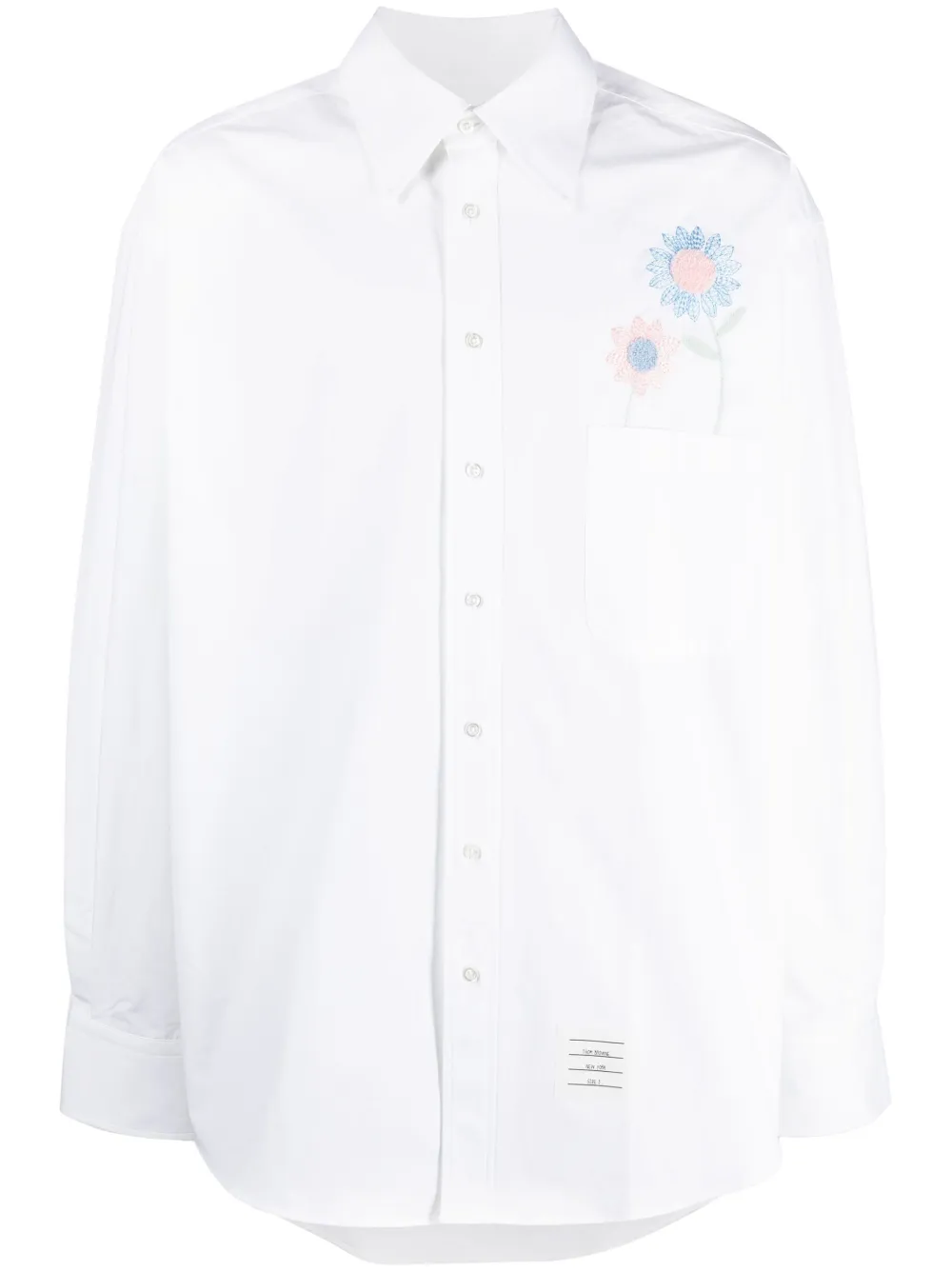 

Рубашка с вышивкой Madras Flower Patch THOM BROWNE, белый