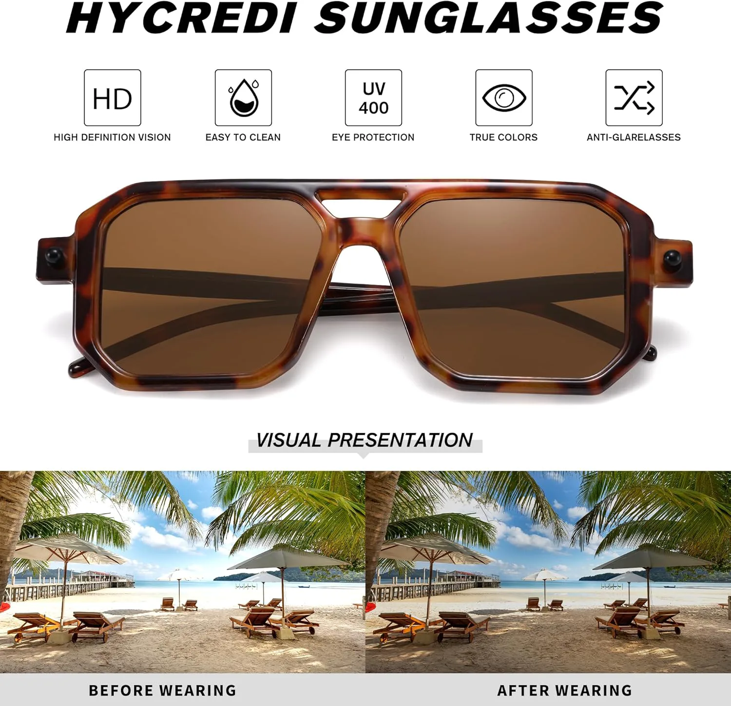 

Солнцезащитные очки Hycredi в винтажном стиле 70-х годов, плоские, авиаторские, модные, квадратные, ретро, ​​стильные, с защитой от УФ-излучения UV400, Leopard/Tea