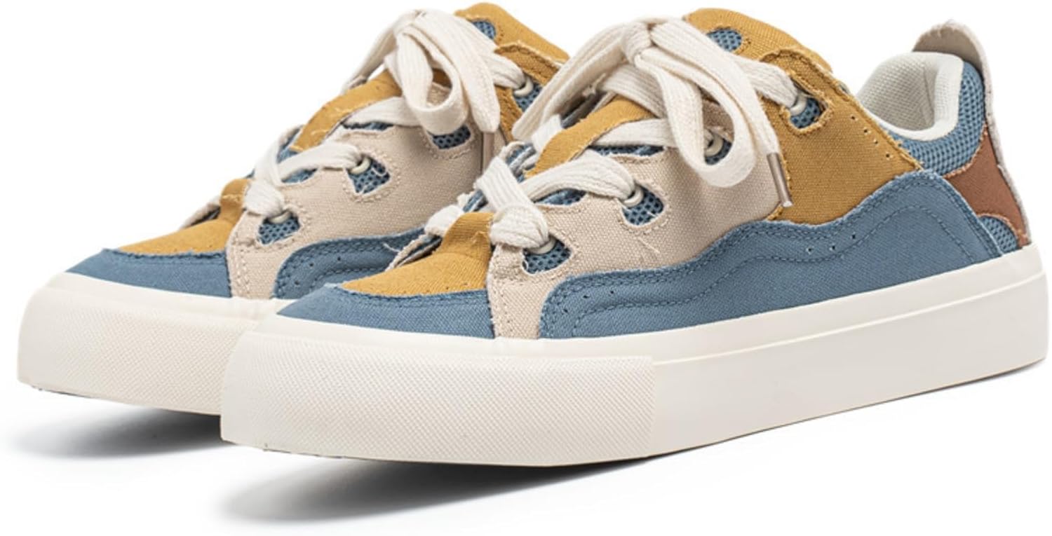 

Мужские повседневные низкие кеды с шнуровкой, модный колор-блок, удобная обувь для ходьбы и катания на скейтборде для стильного ежедневного ношения Aokisx, голубой