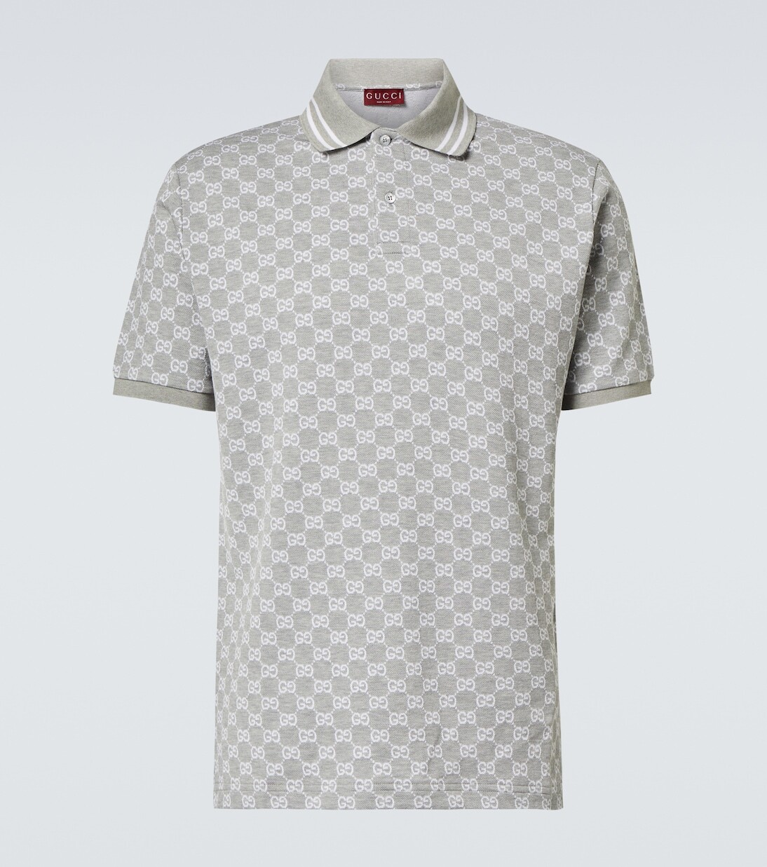 

Рубашка поло из хлопкового пике GG Gucci, цвет grey melange/white