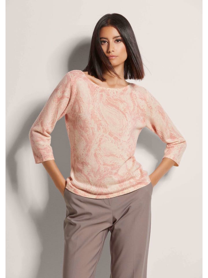 

MADELEINE Свитер с V-образным вырезом и кашемировой отделкой, кремово-розового цвета