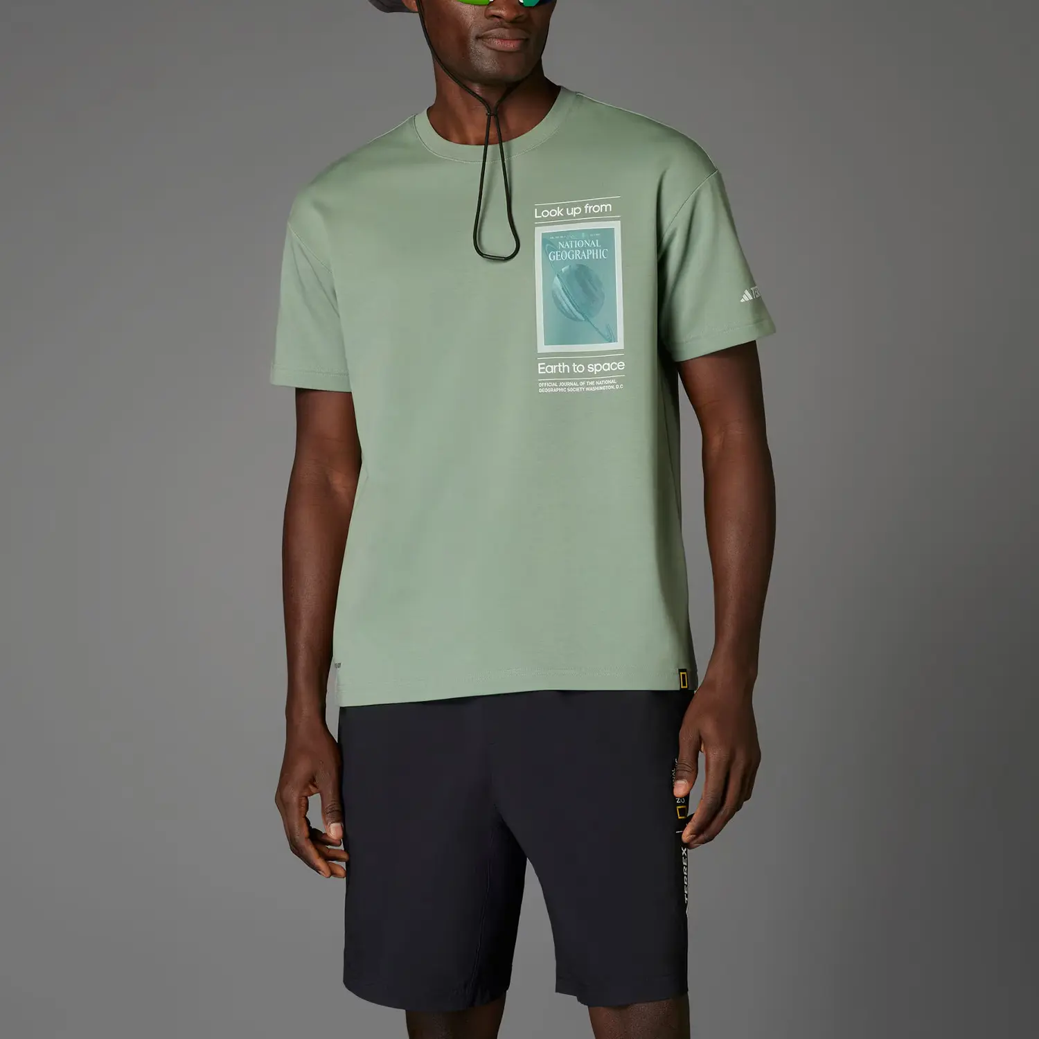 Adidas TERREX Футболка National Geographic NG U AR F GFX Unisex Dusty Green — фото 3