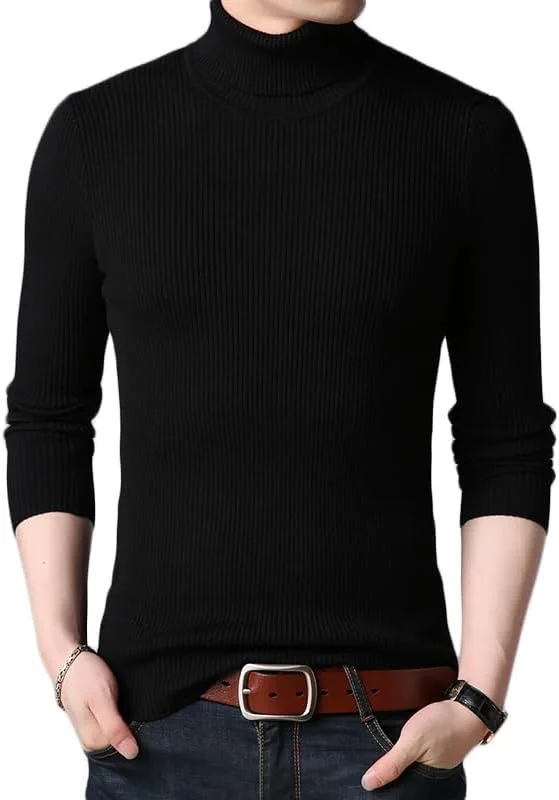 

Alloaone мужская водолазка черная slim fit зимний пуловер