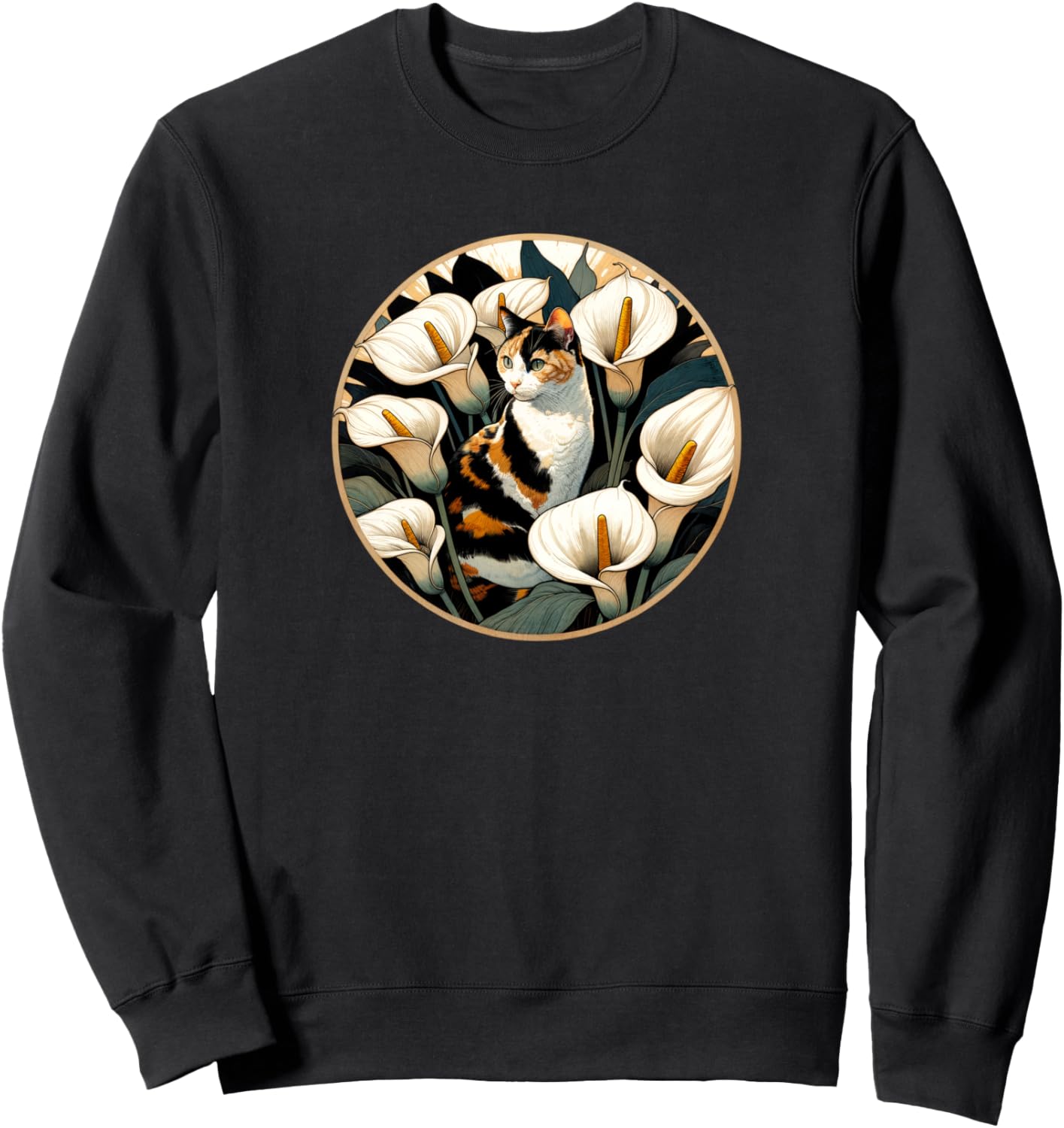 

Каллы и изображение кошки-калико. Толстовка с изображением кошки-калико Cat Snugg, черный