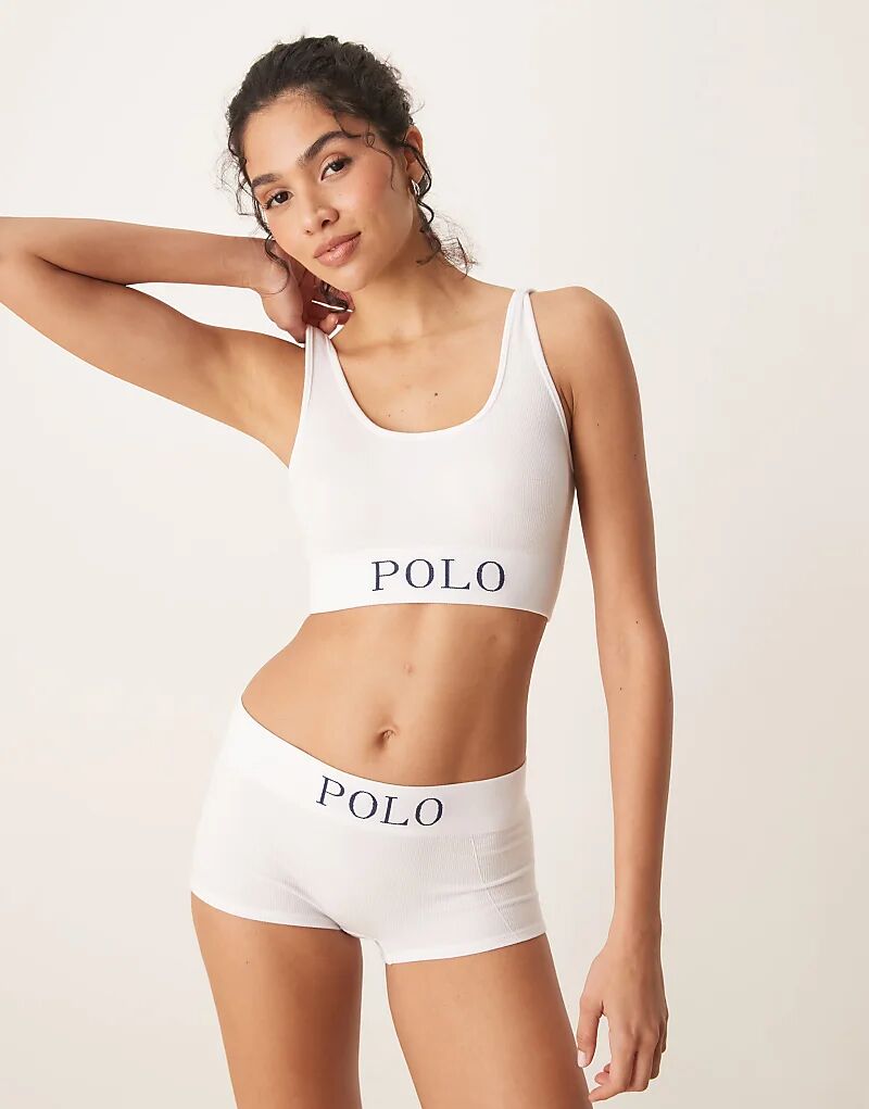 

Polo Ralph Lauren Ribbed Seamless Топ Bralette в белом цвете