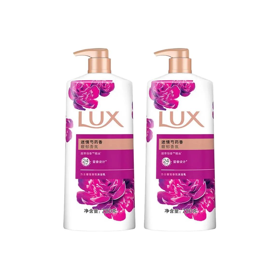 LUX Гель для душа Lotus Skin успокаивающий ароматный увлажняющий очищающий попурри 600г/720мл/720мл*2/1000г/1000г*2, Peony Fragrance 2 Bottles 720g