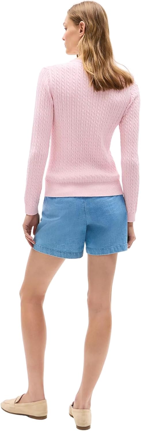 Коллекция женских свитеров Tommy Hilfiger Cable Kint с круглым вырезом и логотипом-флагом 2025 года, Pink Heather — фото 4