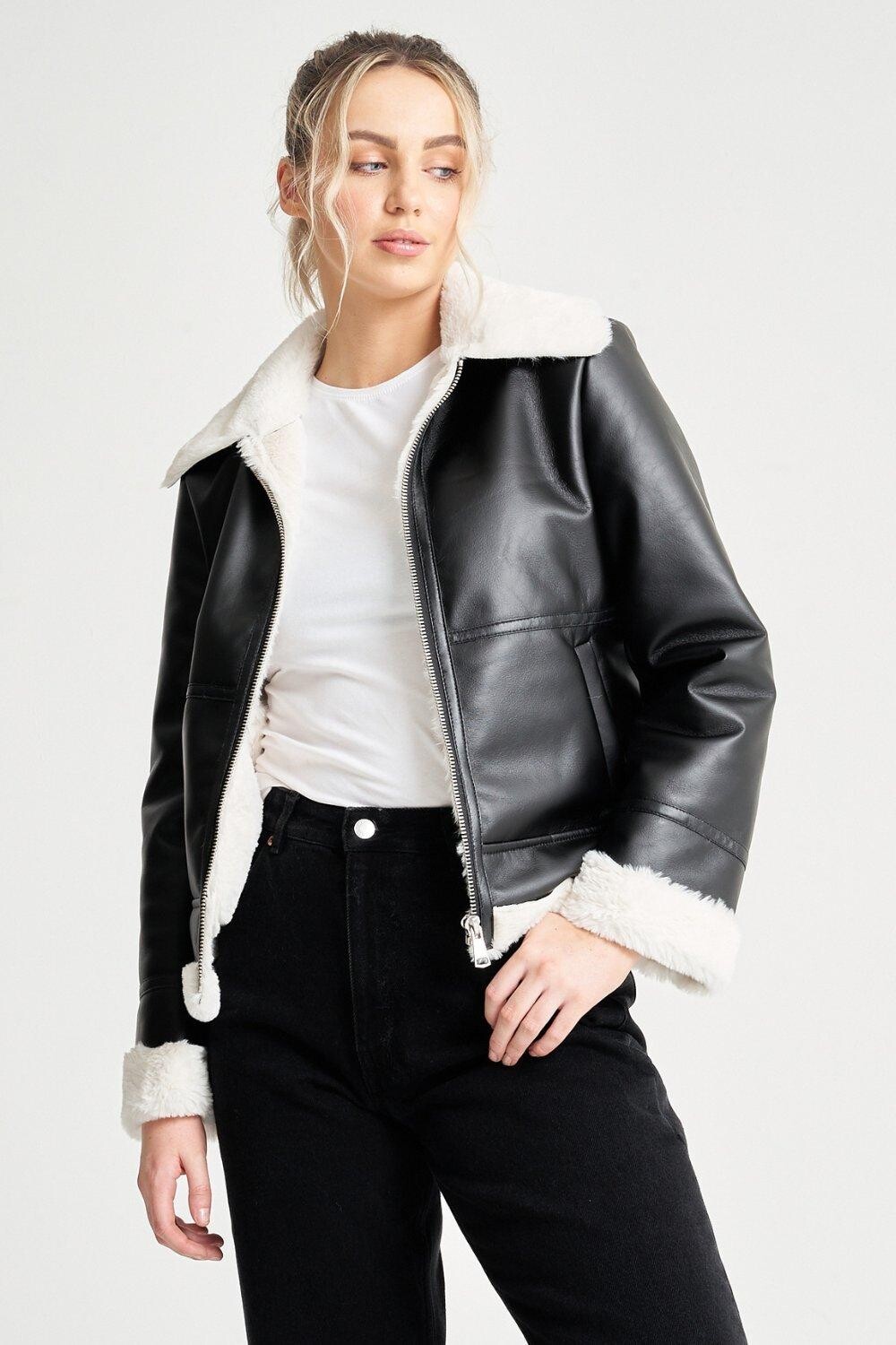 

Куртка дальнобойщика из искусственного меха Barneys Originals, черный