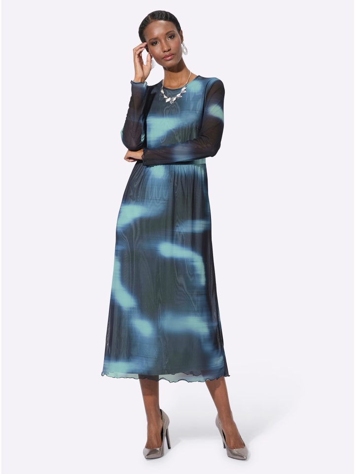 

Платье А-силуэта с принтом темно-синего и мятно-лаймового цвета creation L