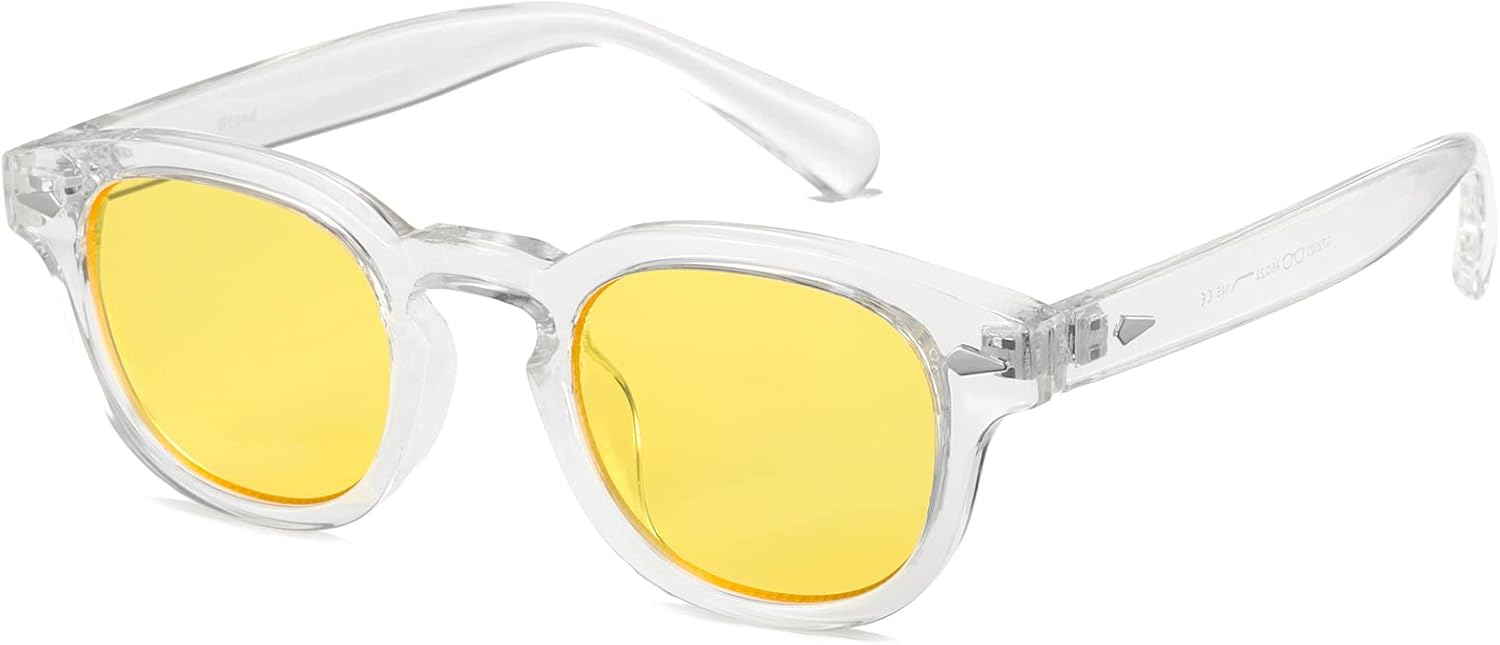 

Солнцезащитные очки Gtand Unisex в винтажном ретро-стиле круглой формы с тонировкой для мужчин и женщин, модные круглые солнцезащитные очки 46 мм, C26 Crystal Frame/Yellow Tinted Lens