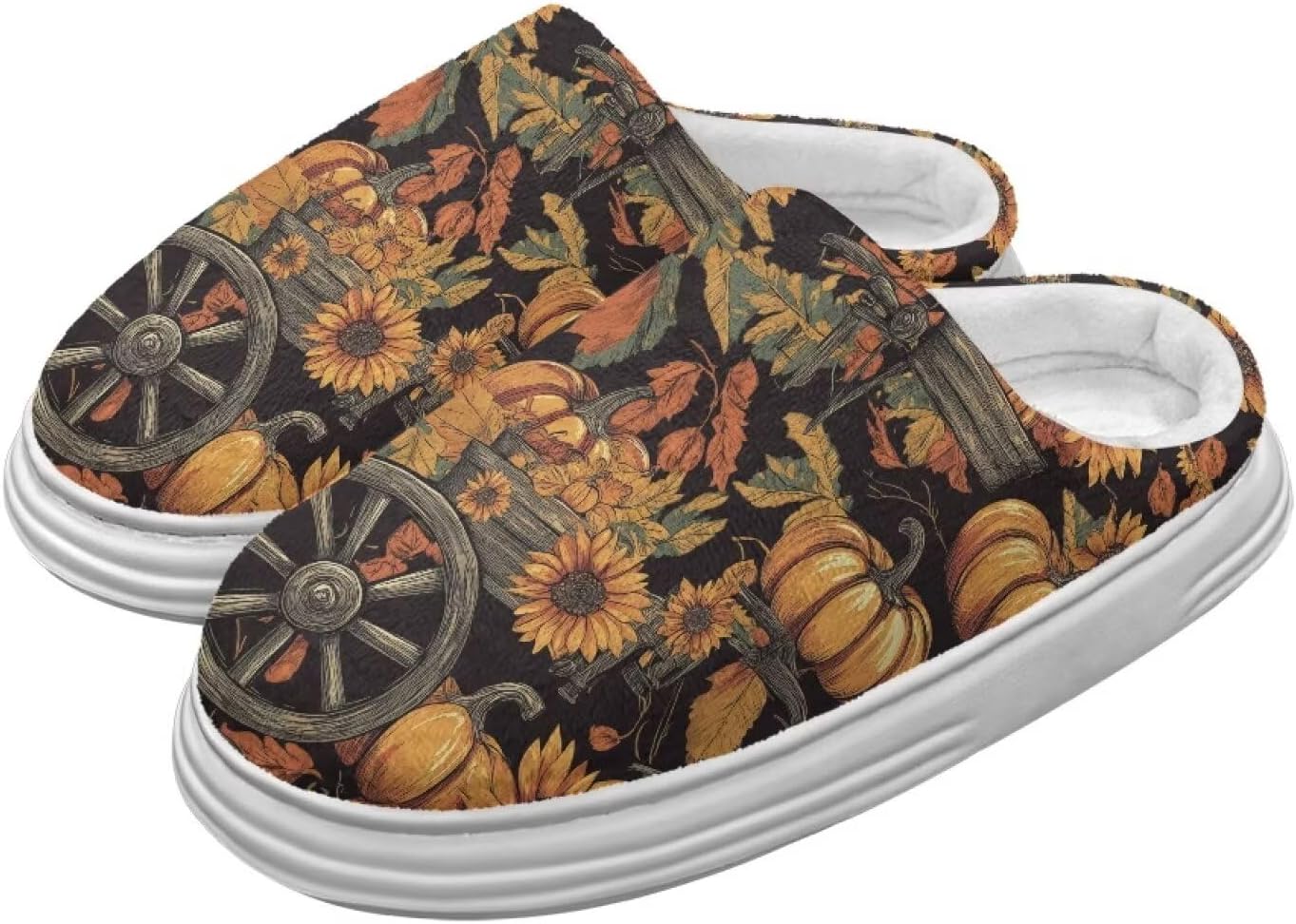 

Тапочки Chririnla на День Благодарения для женщин и мужчин, мягкие, уютные, комфортные, плюшевые, легкие, без шнурков, для дома и улицы, с противоскользящей подошвой из EVA, Thanksgiving Pumpkin