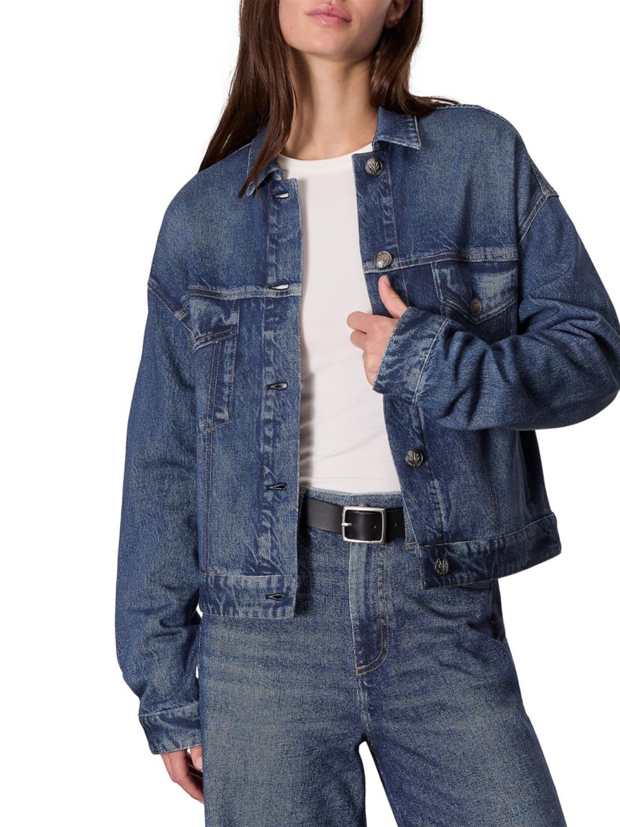 

Куртка дальнобойщика Miramar Denim из флиса и махровой ткани rag & bone, цвет Medium Blue, Белый, Куртка дальнобойщика Miramar Denim из флиса и махровой ткани rag & bone, цвет Medium Blue