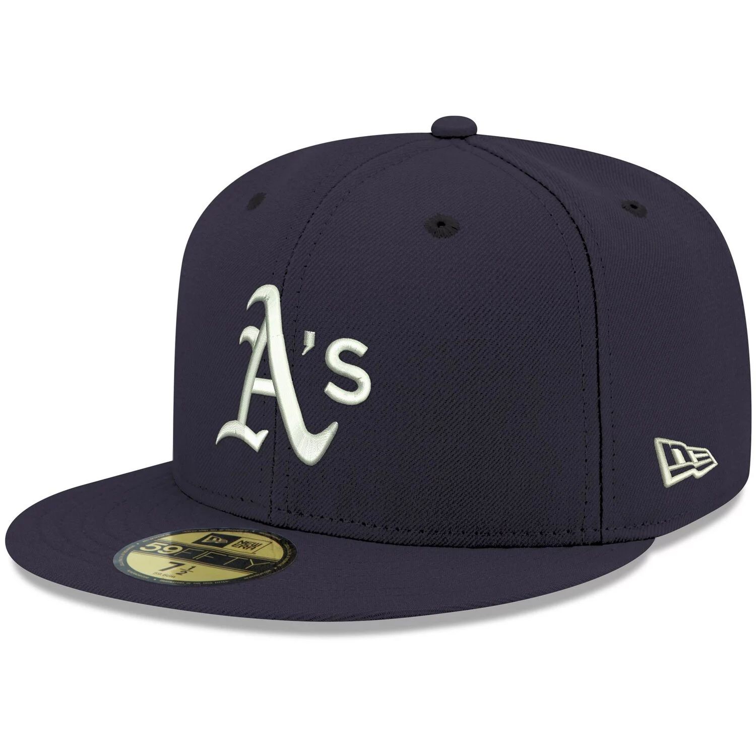 

Мужская темно-синяя кепка New Era Oakland Athletics Logo белая 59FIFTY приталенная кепка