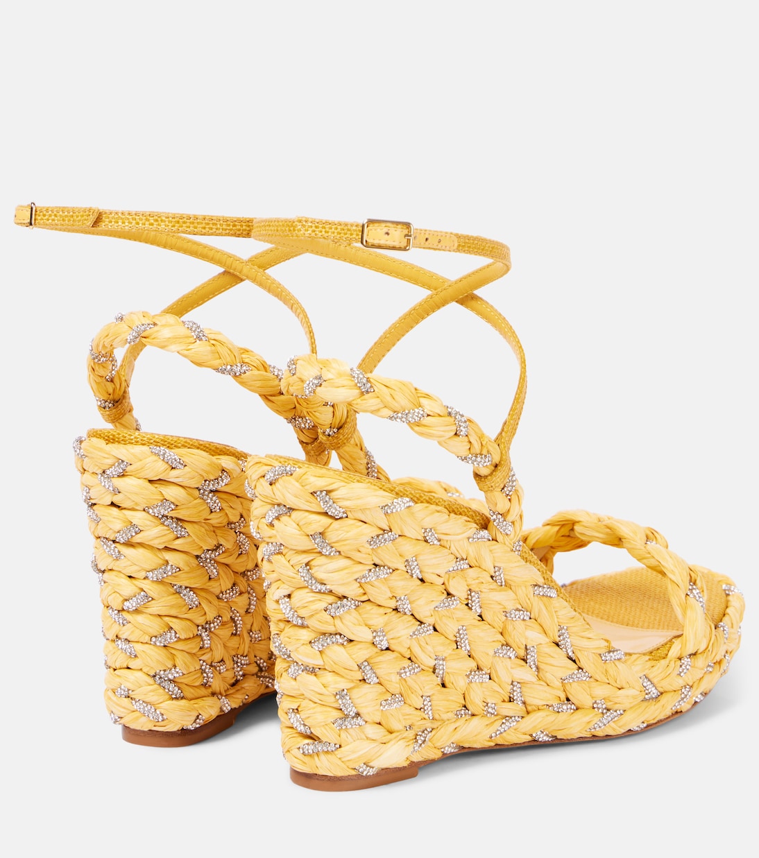 Костерья Кристалль эспадрильи на клиньях из рафии Aquazzura, Lemonade — фото 2
