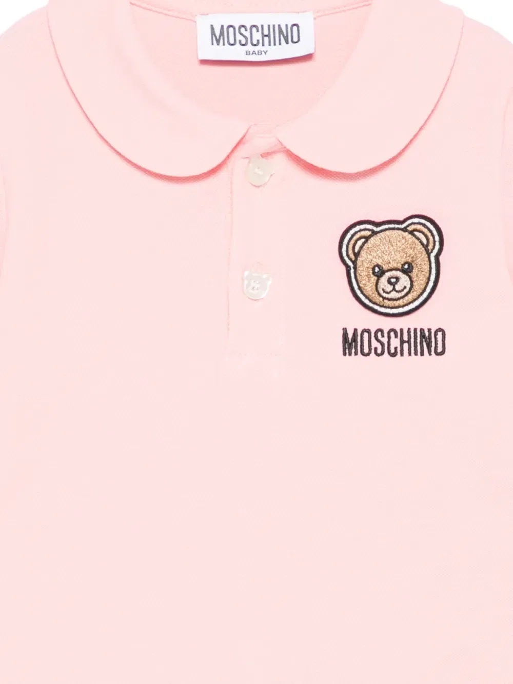 Поло-Рубашка с воротником "Питер Пан" и платье в виде плюшевого мишки Moschino Kids, белый — фото 3