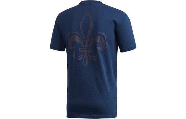 Футболка fra ci tee soccer/football sports embroidered logo printing knit short sleeve navy blue Adidas, синий — фото 2