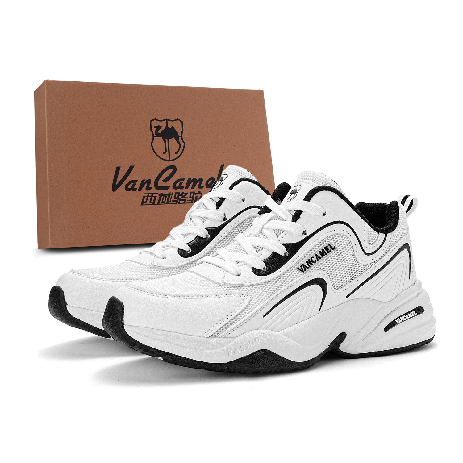 

VanCamel Высокие устойчивые к истиранию дышащие нескользящие низкие уличные кроссовки мужские белые, цвет White-Box