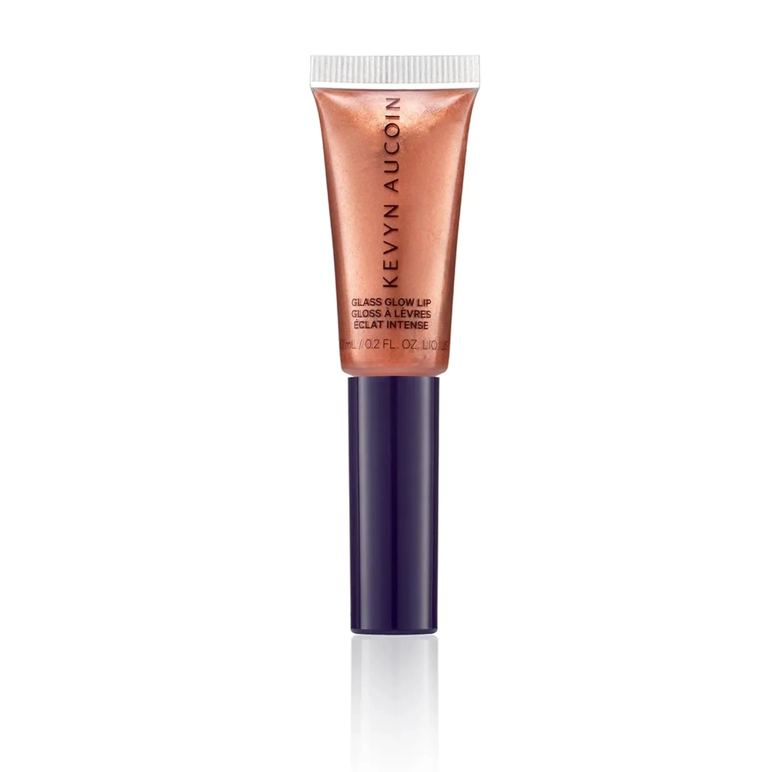 Kevyn Aucoin Glass Glow Lip: универсальный блеск для губ и хайлайтер, 3D отражающее покрытие, комфортное ношение, не липкий, увлажняет, защищает, фиксирует сияние, PRISM ROSE (rose gold pearl)
