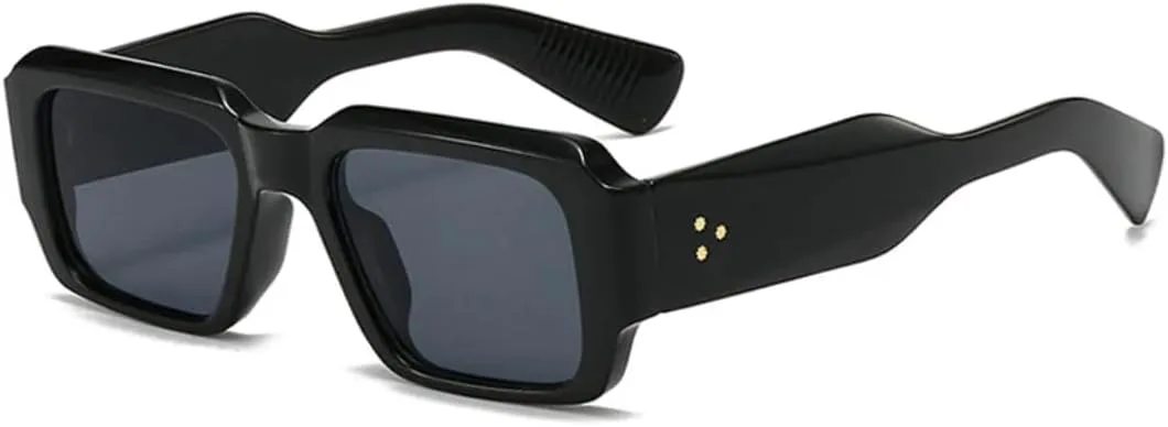 

Ретро-солнцезащитные очки конфетных цветов для женщин и мужчин, модные, с заклепками, широкие дужки, в стиле панк, с защитой от УФ-излучения UV400 TVTBBVV, Black Gray