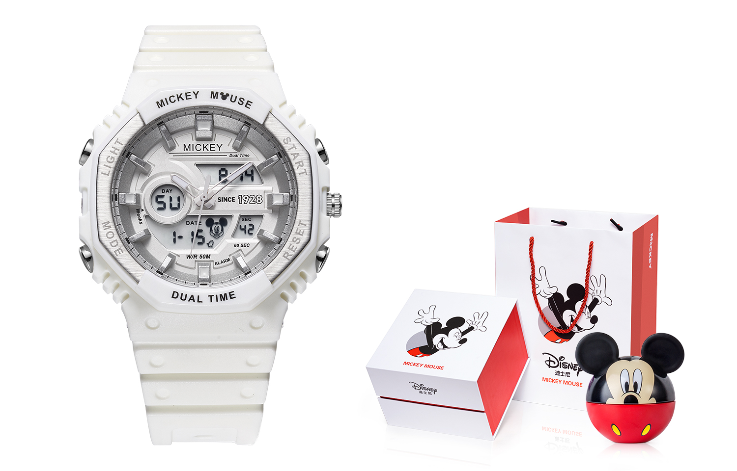 

Disney Часы Mickey Series Quartz Movement Resin Strap Watch Unisex Silver Dial