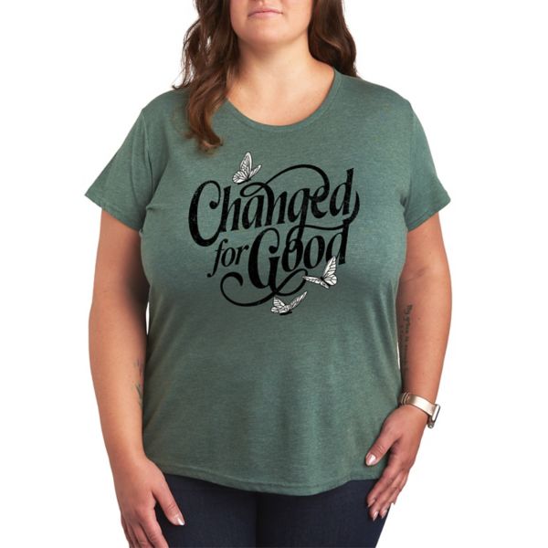 

Футболка с принтом бабочек для полных женщин Plus size Licensed Character, зеленый