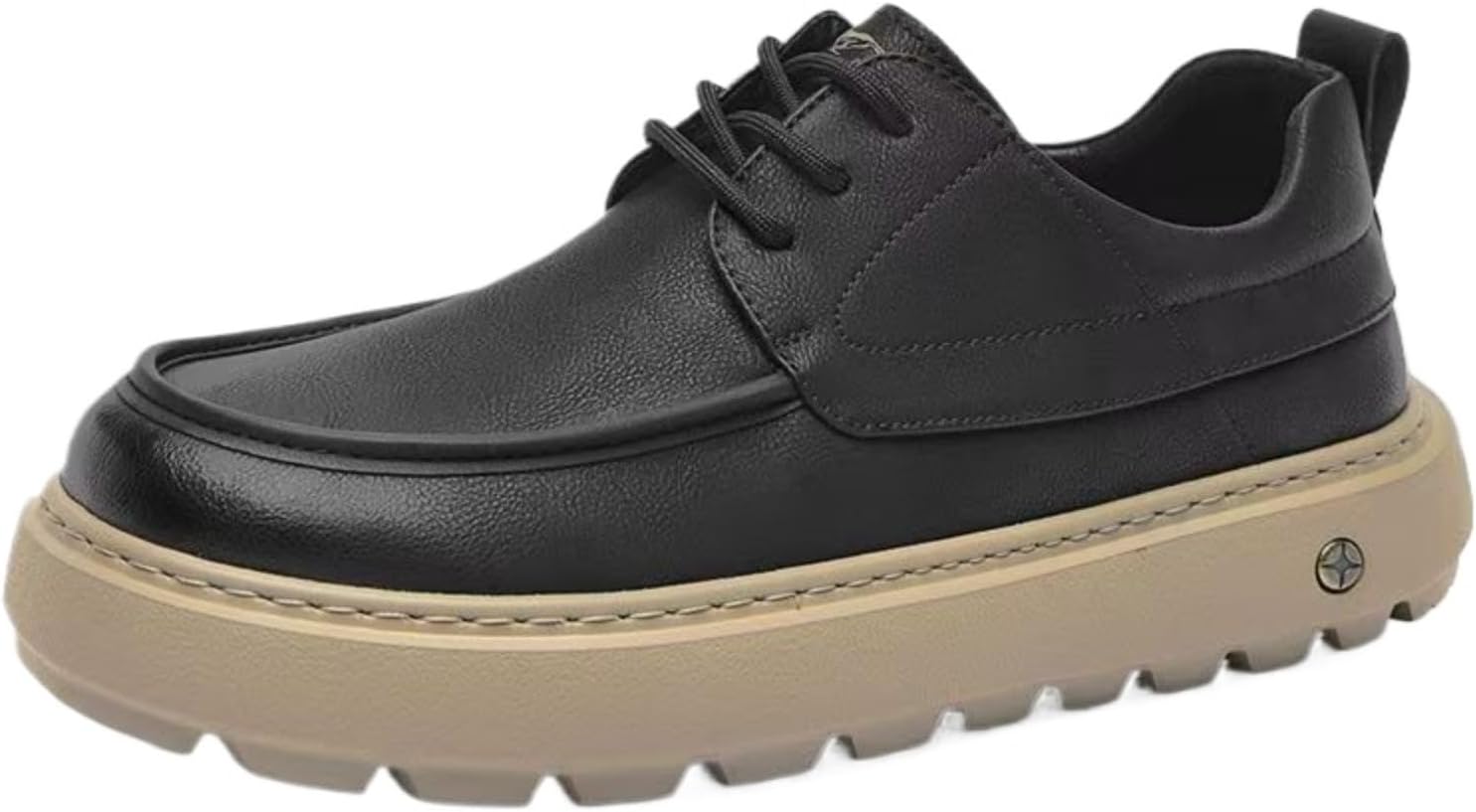 

Мужские повседневные кроссовки для увеличения роста, из натуральной кожи с платформой, мужские обувь на толстом каблуке для ежедневной носки Azttoztto, черный