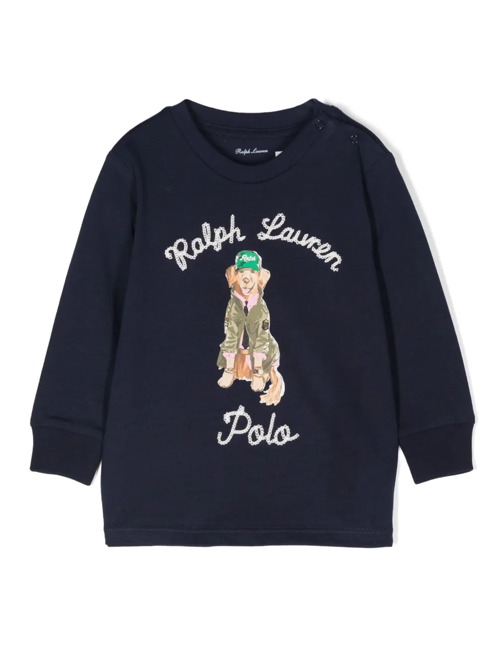 

Футболка с вышитым логотипом POLO RALPH LAUREN KIDS, синий