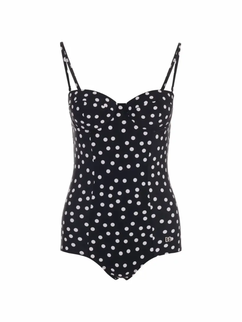 

Слитный купальник с принтом polka-dot Dolce&Gabbana, черный
