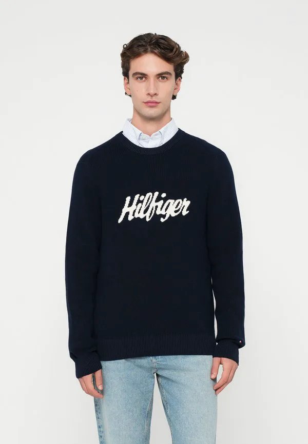 Сезонный джемпер с графическим принтом и вырезом-стойкой Tommy Hilfiger, Dark Night Navy