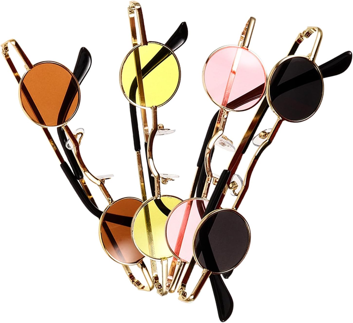 

Набор из 4 маленьких круглых винтажных солнцезащитных очков Alipis в металлической оправе, летние очки для женщин и мужчин с защитой от УФ-излучения, модные круглые очки в стиле хип-хоп, Assorted Color