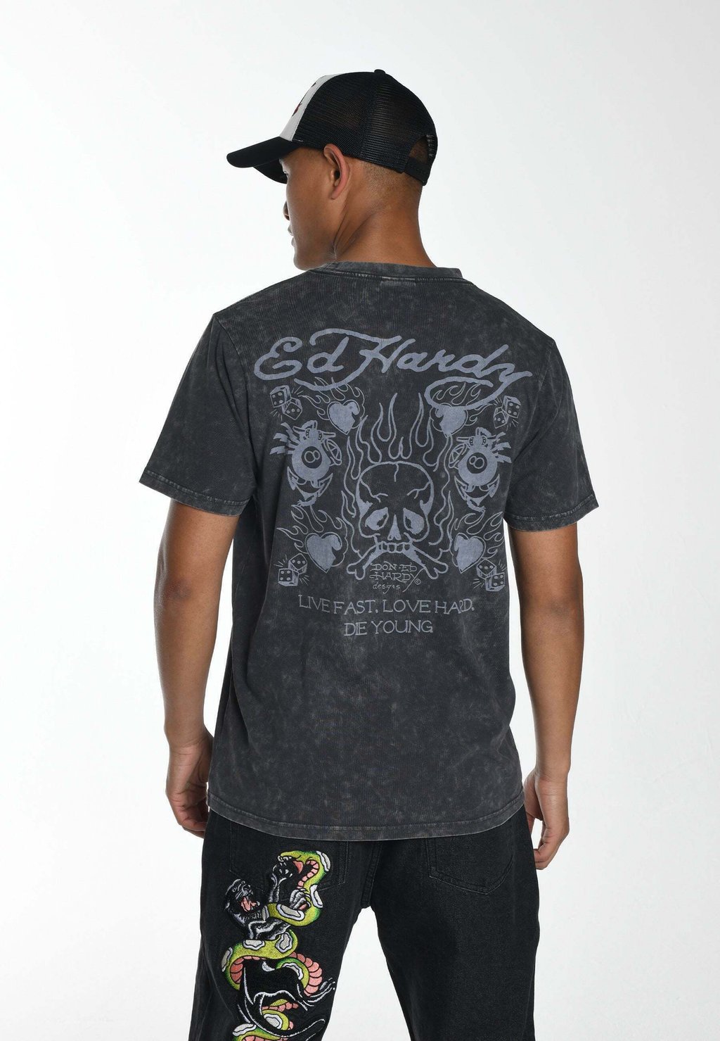 

Футболка с принтом Mono-Flash-Logo Ed Hardy, цвет charcoal