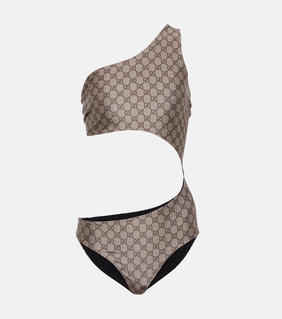 

Купальник на одно плечо с вырезами GG GUCCI, коричневый