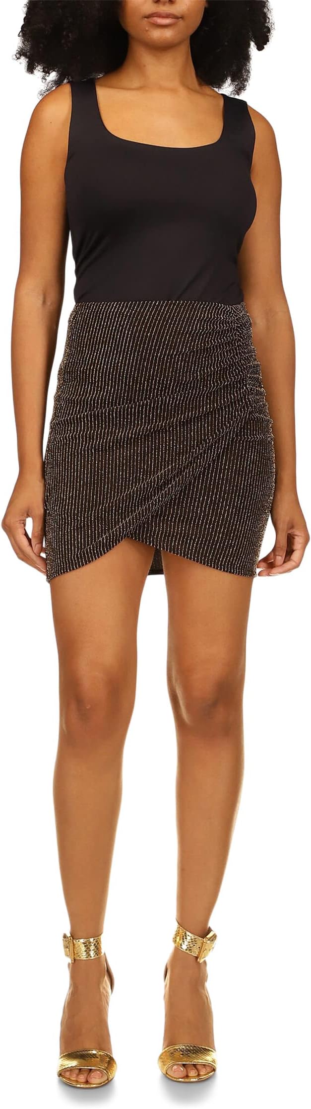 

Юбка Michael Kors Sparkle Shirred Wrap Skirt, цвет Black/Gold