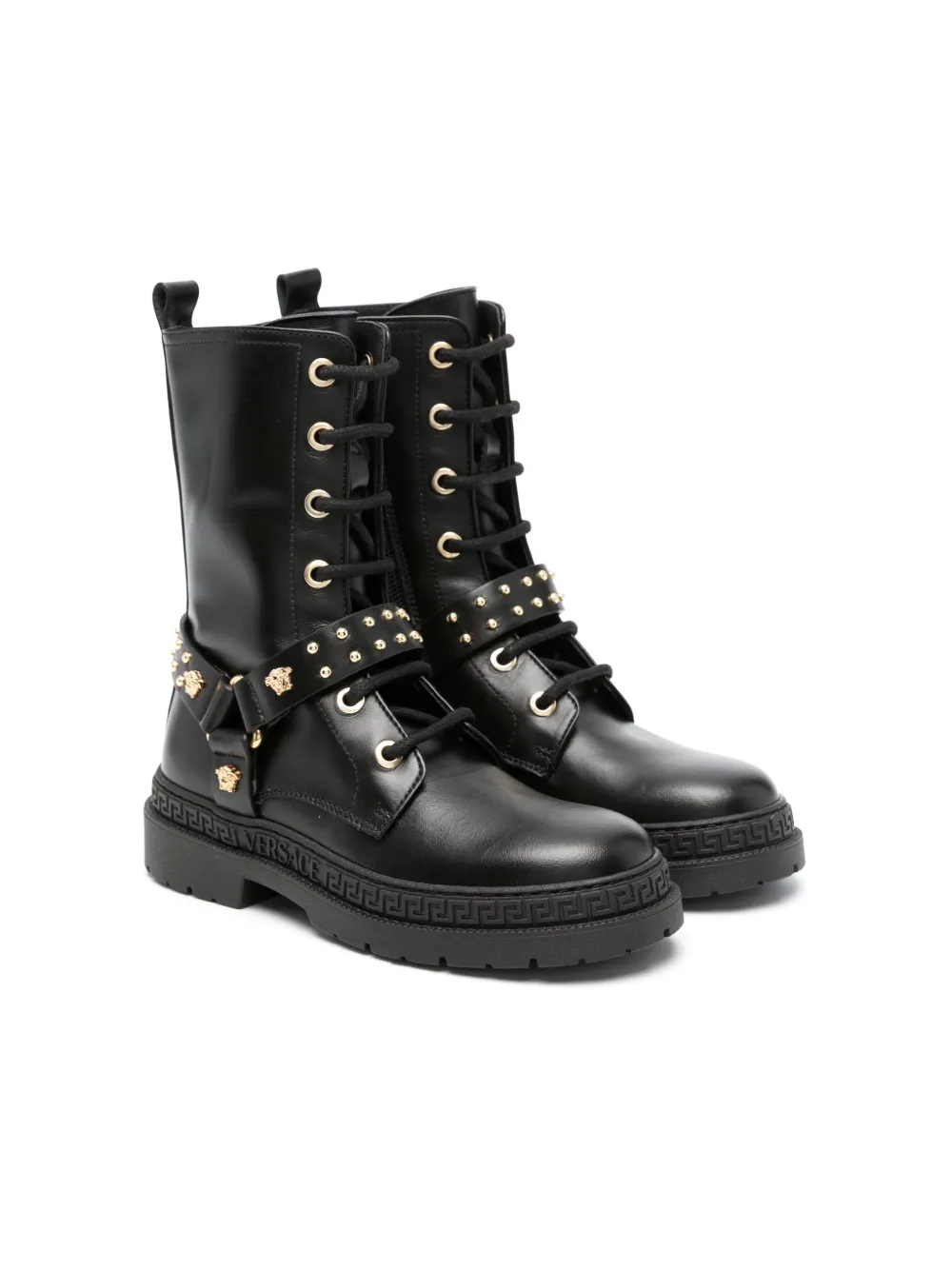 

Ботинки на шнуровке с декором Medusa Versace Kids, черный