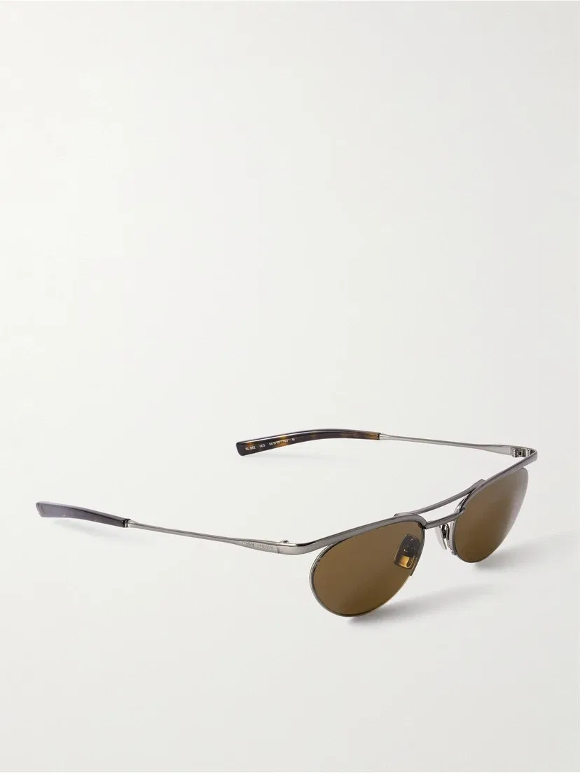 Солнцезащитные очки в овальной оправе серебристого цвета Saint Laurent Eyewear, серебряный — фото 3