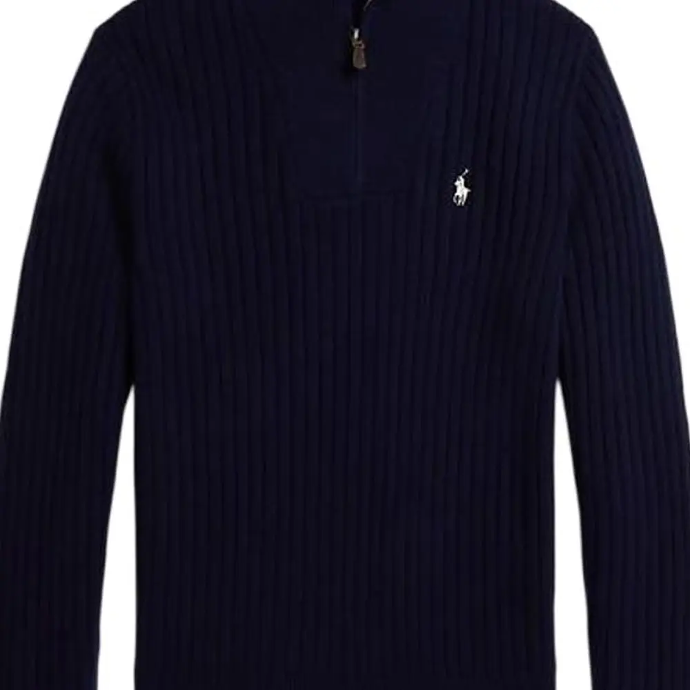 Свитер с ребристым воротником на молнии Polo Ralph Lauren, синий — фото 3