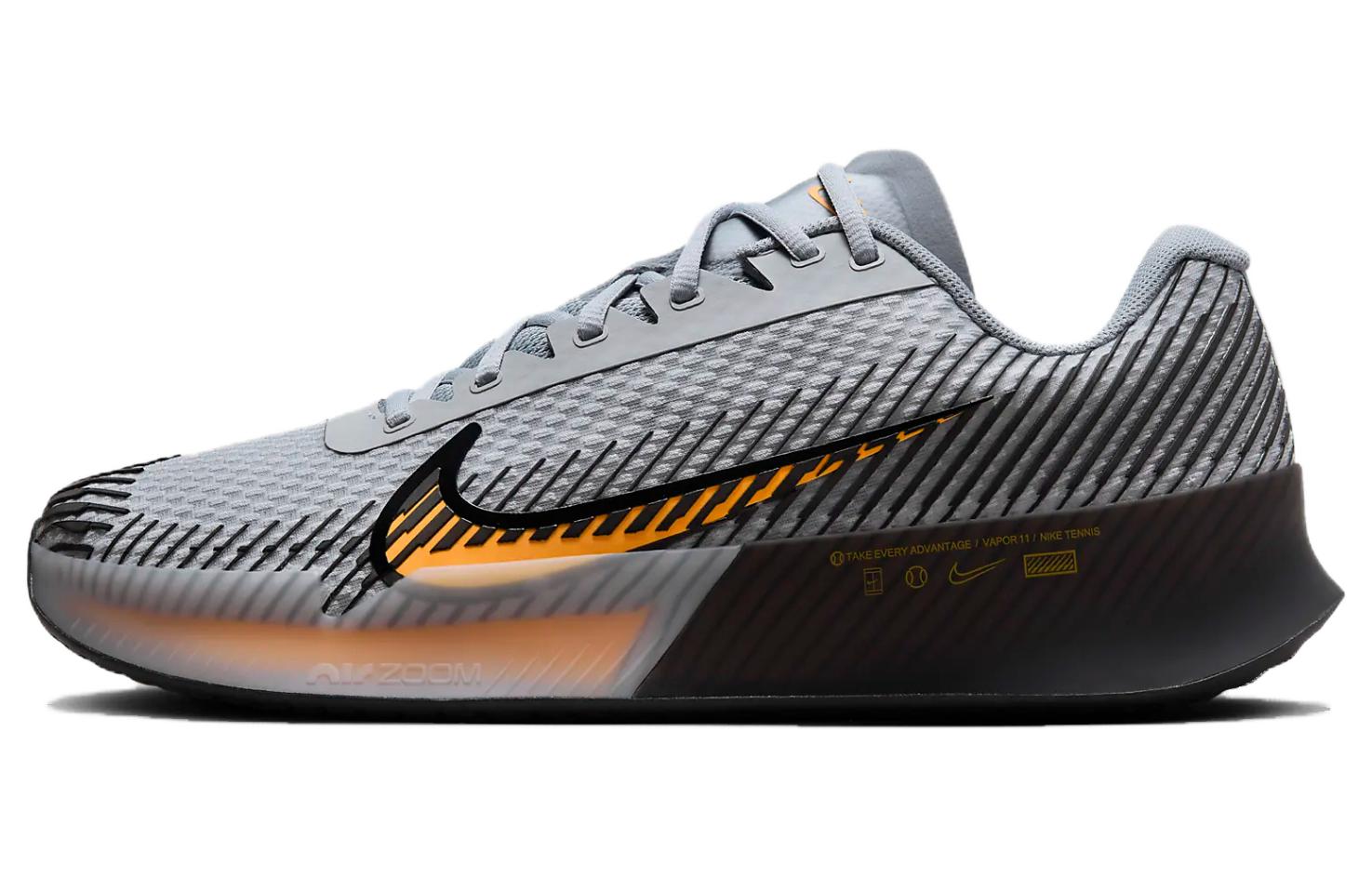 Nike Мужские низкие теннисные кроссовки Air Zoom Vapor 11, серо-оранжевые — фото 3