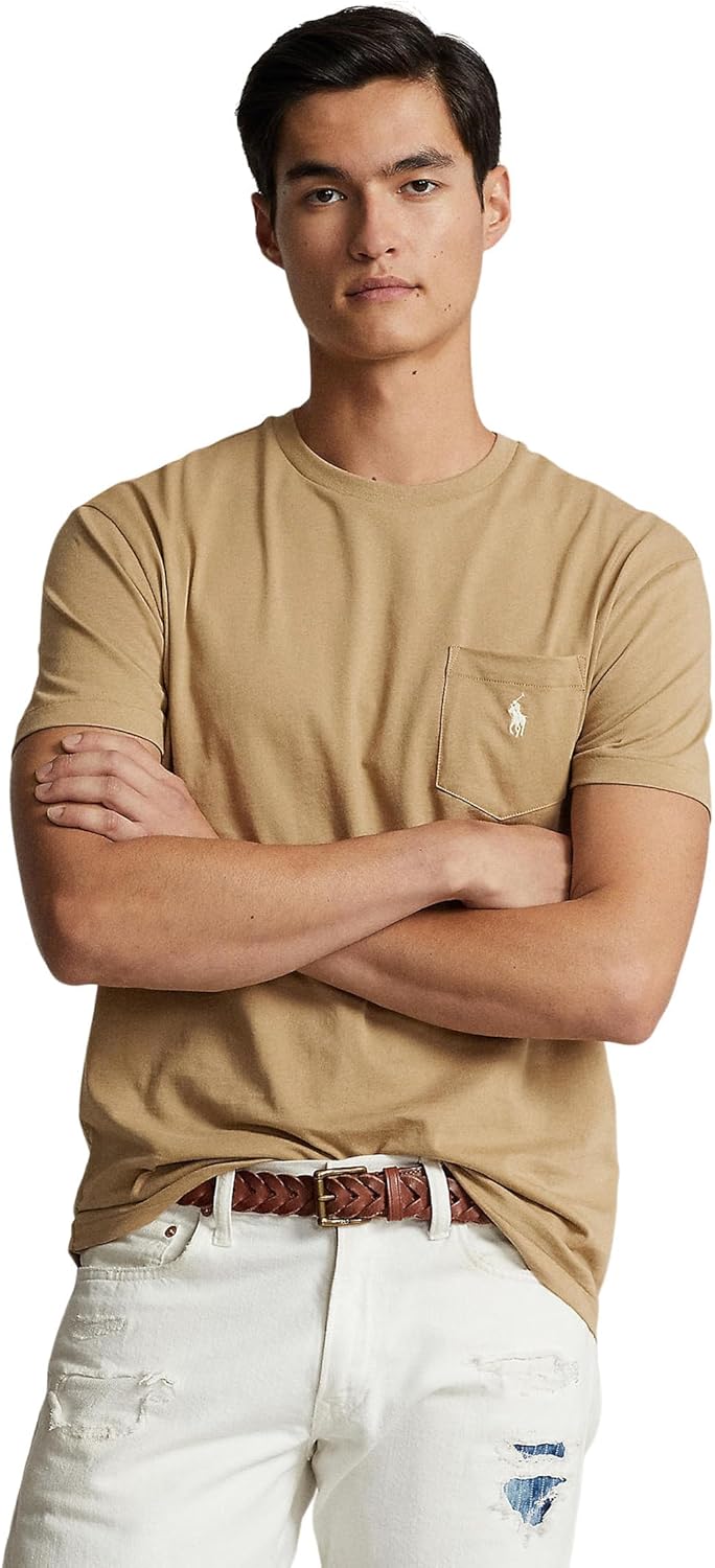 

POLO RALPH LAUREN Мужская футболка Classic Fit с карманом, Cafe Tan