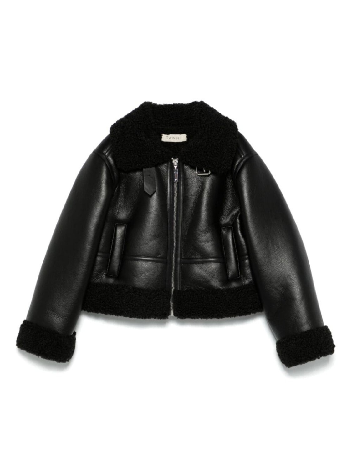 

TWINSET Kids куртка из искусственной кожи, черный