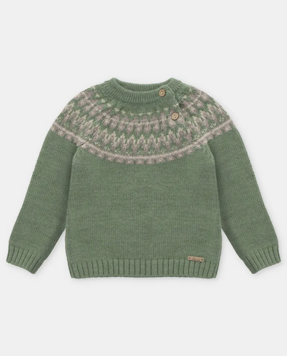 

Детский джемпер с контрастной каймой цвета хаки Martín Aranda